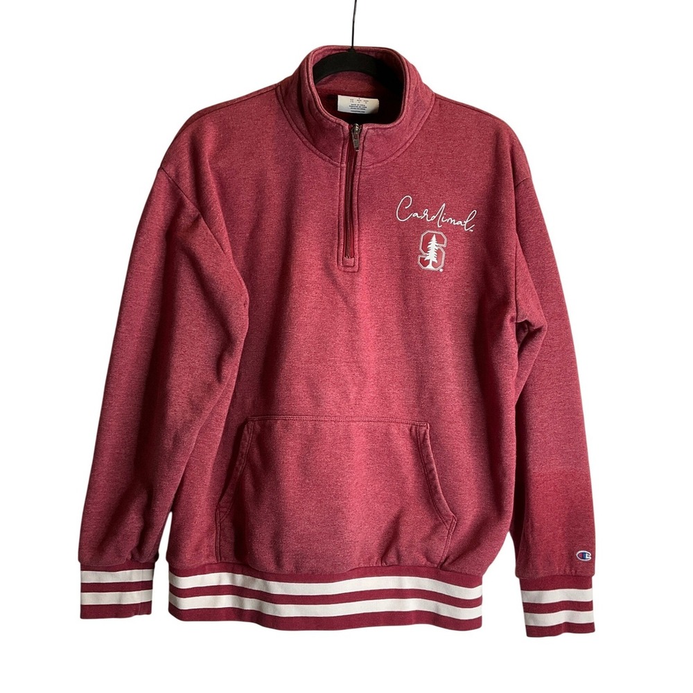 Stanford Cardinal Pullover 1/4 Zip Sweatshirt Pockets Casual Sporty University L